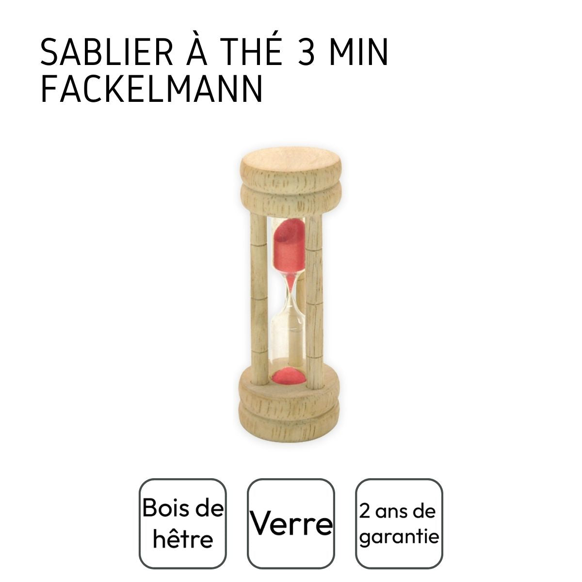 Sablier à thé 3 minutes  Wood Edition Fackelmann - Mathon - 4