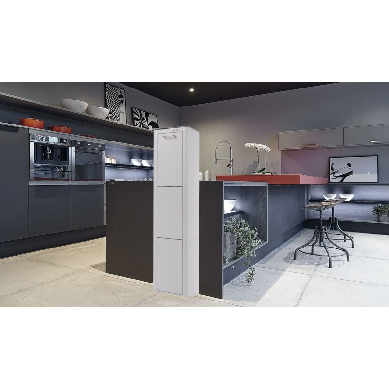 Poubelle cuisine de tri sélectif CUBEK, 3 compartiments de 20 litres, Gris Don Hierro - Mathon - 6