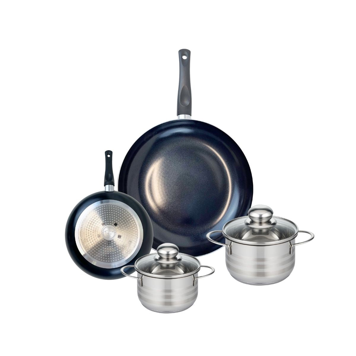Ensemble de 2 Poêles de cuisson 20 et 32 cm et 2 faitouts 14 et 16 cm  Prima Brillant Elo - Mathon - 1