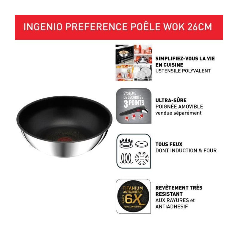 Ingenio Preference Poele Wok 26 Cm, Induction, Antiadhésif, Empilable, Compatible Lave-vaisselle, Fabriqué En France L97 Tefal - Mathon - 2