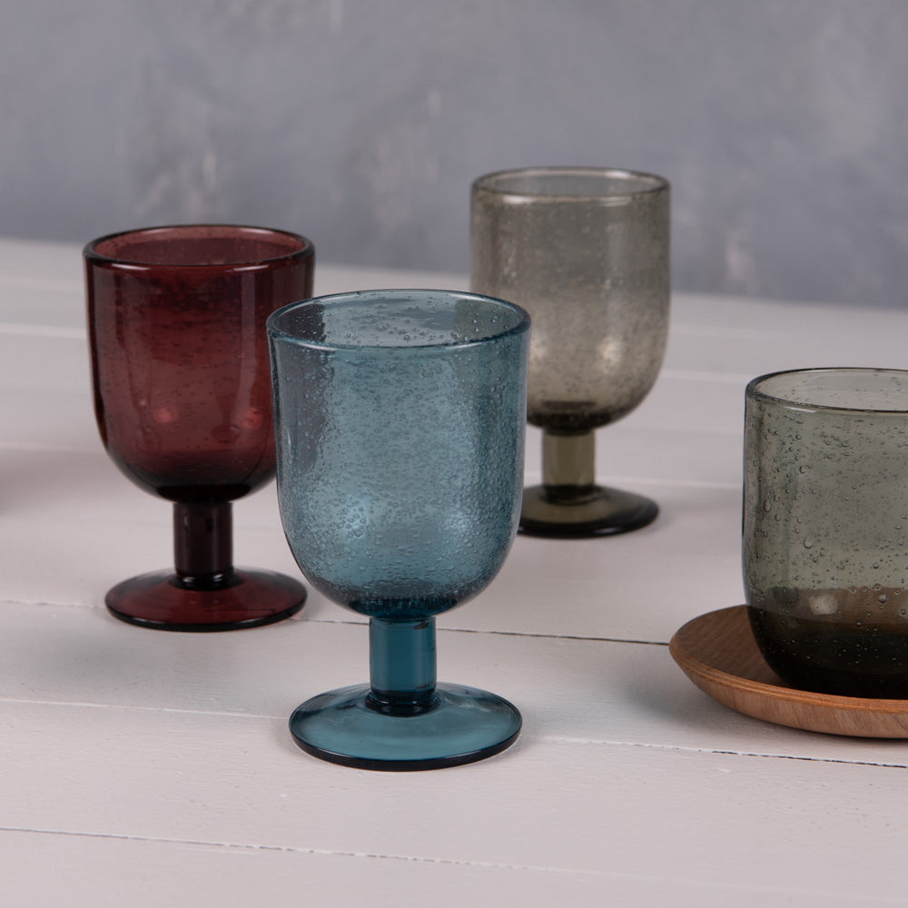 Verre à pied 28 cl Luberon bullé bleu (lot de 6) Table passion - Mathon - 3