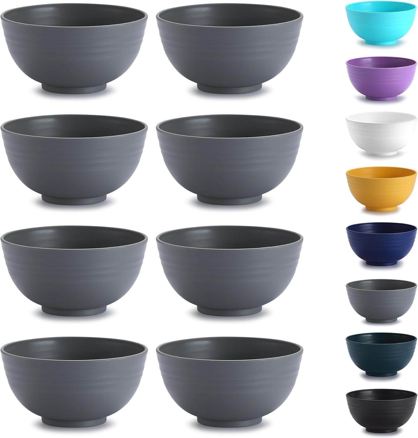 Lot de 8 bols en plastique incassables – spécial camping gris Vendos85 - Mathon