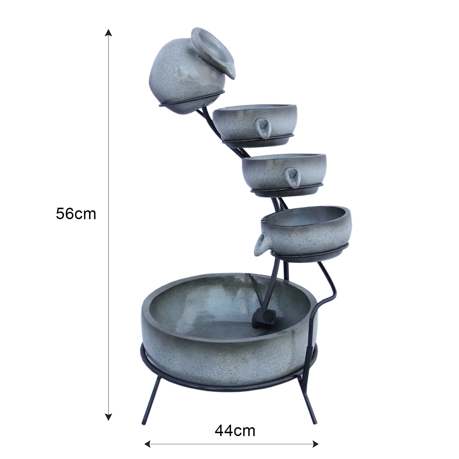 Fontaine Énergie Solaireà 4 Niveaux de Bols Renversants Gris Monstershop - Mathon - 4