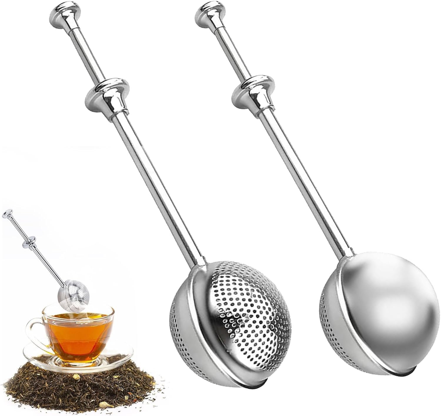 2 Passoires à Thé en Acier Inoxydable avec Poignée Télescopique Vendos85 - Mathon