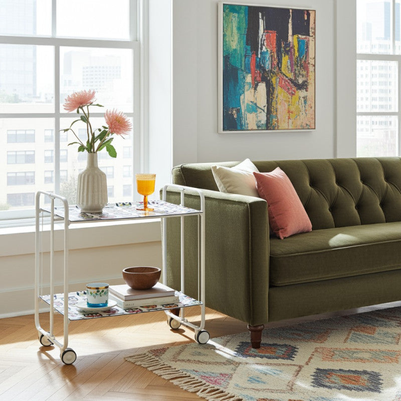 Desserte pliante 2 niveaux avec roulettes – structure blanche, bauhaus Don Hierro - Mathon - 2