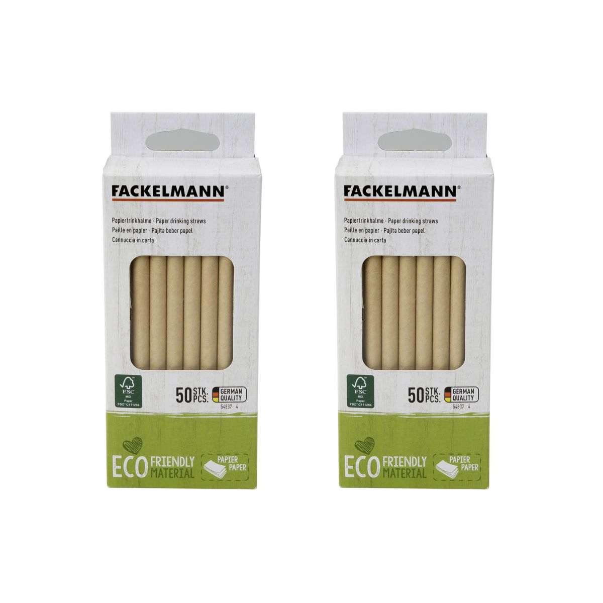 Lot de 2 boites de 50 pailles en papier rigide brun 15 cm  Nature Fackelmann - Mathon - 1