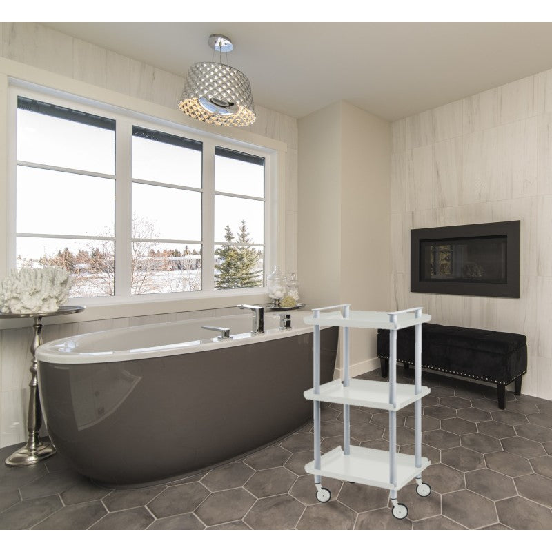 Desserte à roulettes, desserte de service Leky, métallique, 3 niveaux. Gris-Blanc Don Hierro - Mathon - 2