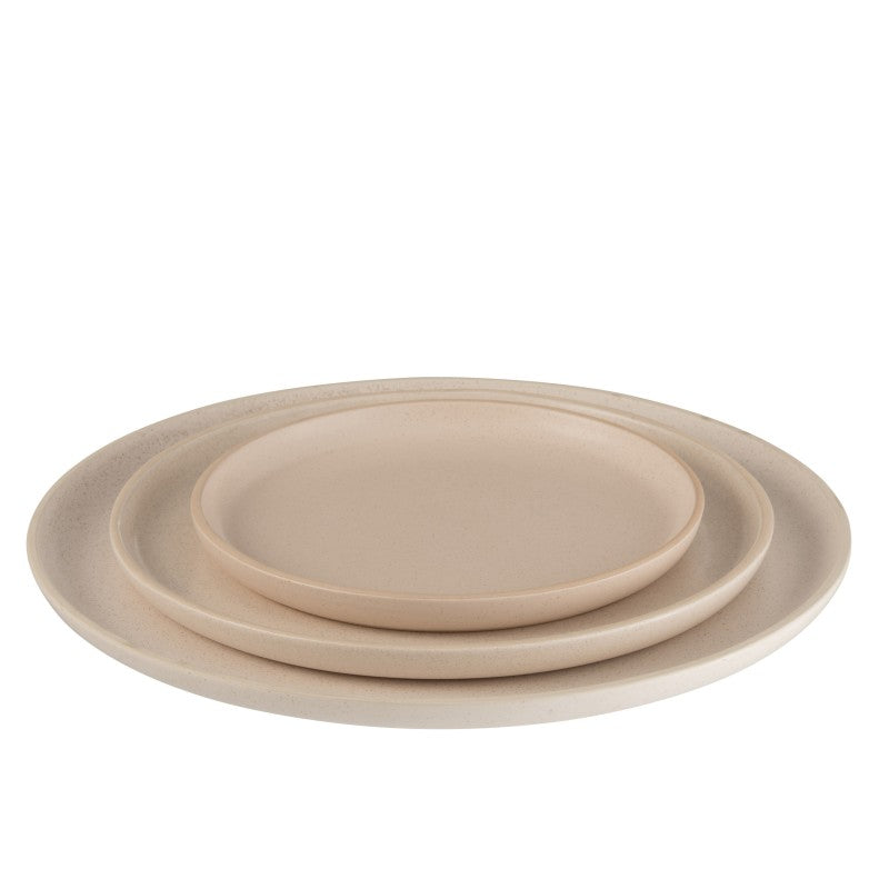 Assiette plate ronde en céramique crème D33cm J-Line - Mathon - 3