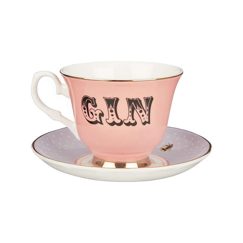 British Pomp - Paire Tasse thé (1 tasse + 1 sous-tasse) 280ml - Gin Yvonne Ellen - Mathon - 4