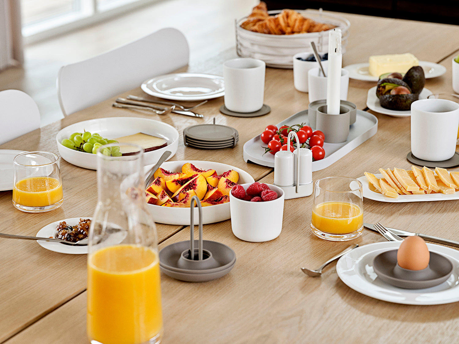 Set de 4 coquetiers avec support SINGLES en silicone Taupe Zone Denmark - Mathon - 8