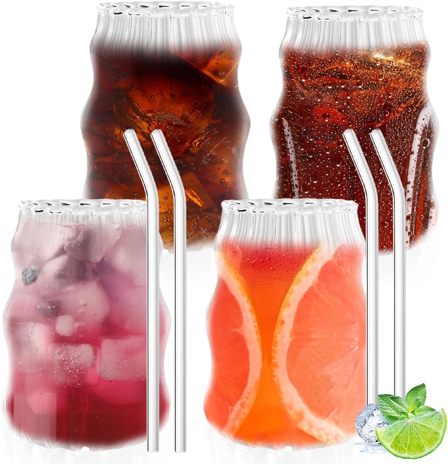 Lot de 4 Verres à Latte Macchiato 530 ml avec Pailles Vendos85 - Mathon