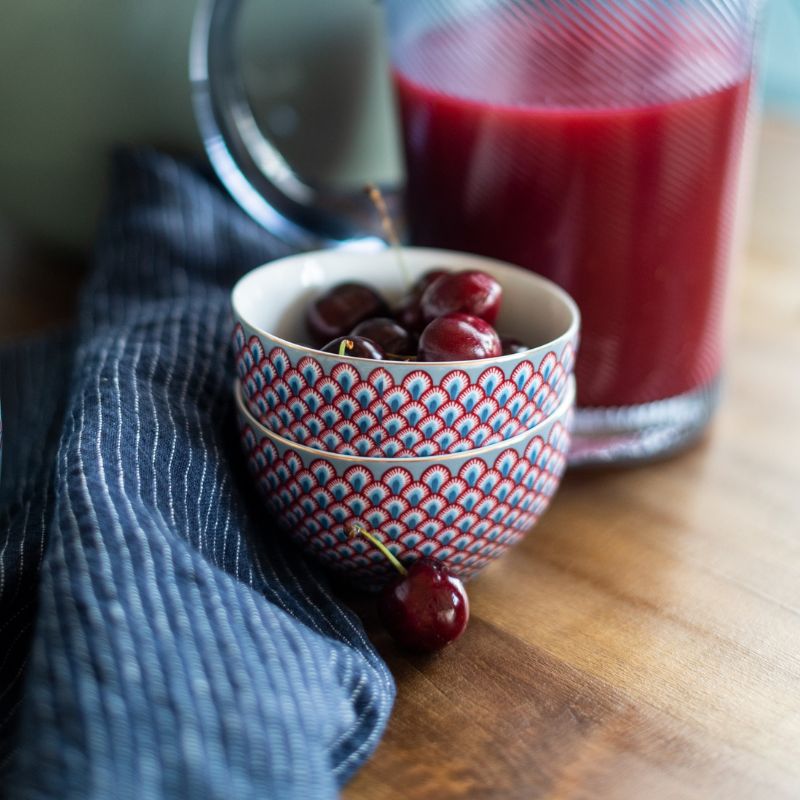 Lot de 6 Bols Flower Festival Scallop Rouge-Bleu clair 9,5cm - 250ml Pip Studio - Mathon - 1