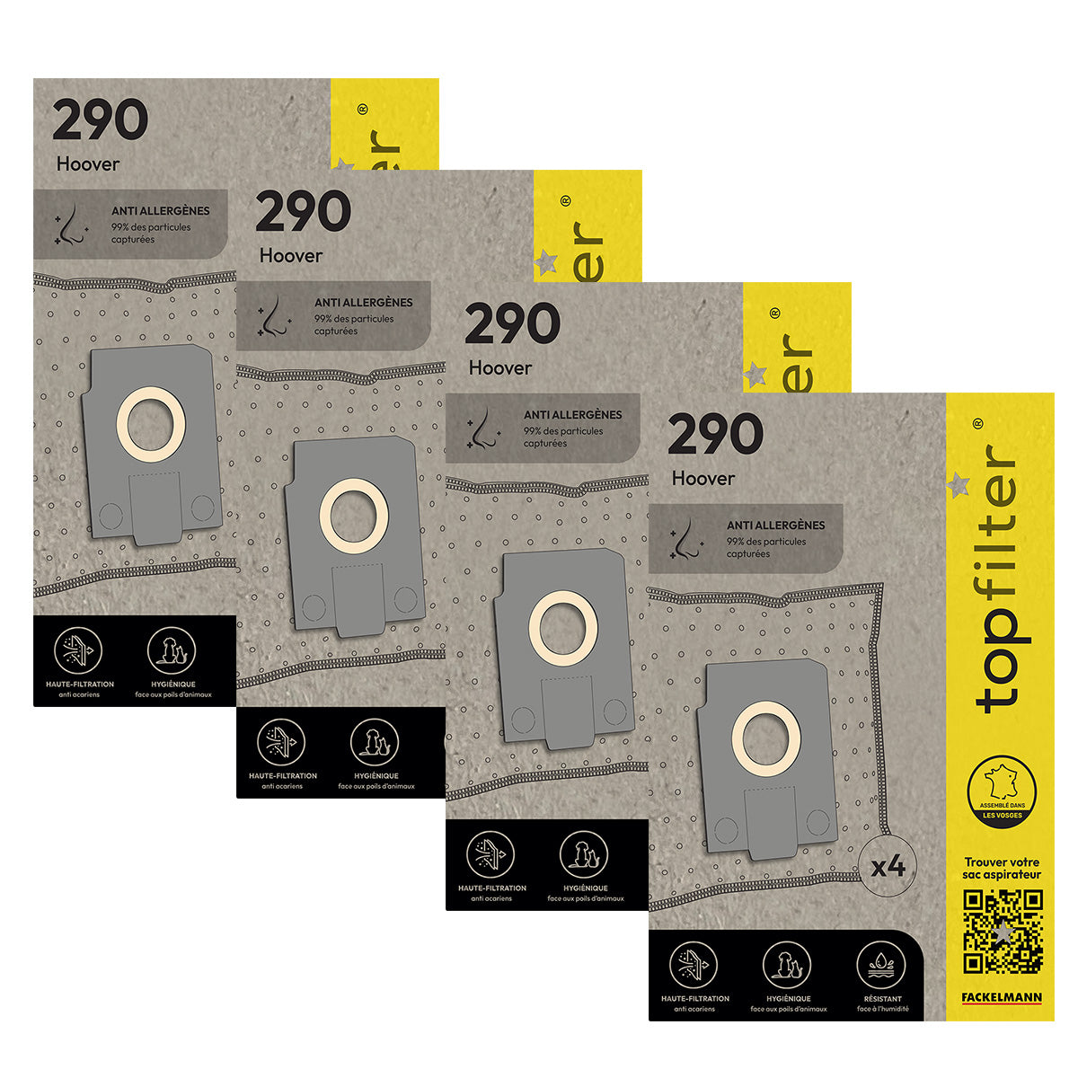 Lot de 4 packs de 4 sacs aspirateur 64290 Hoover Alpina TopFilter Premium TopFilter - Mathon - 1