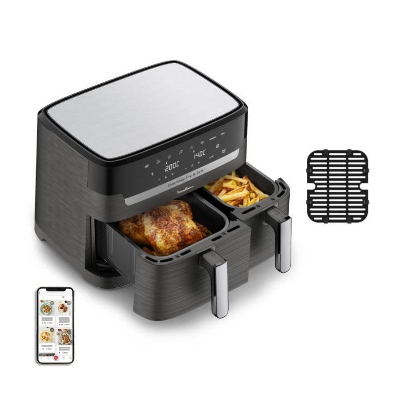 Friteuse Sans Huile- 8.3 l - 2 Tiroirs, Friteuse A Air Et Gril, 8 Programmes, Air Fryer, Dual Easy Fry&grill Ez905b20 Moulinex - Mathon - 1
