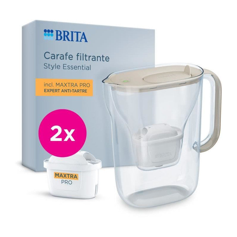 Carafe Filtrante Brita - Style Essential Sable - Capacité 2,4l Dont 1,4l D
