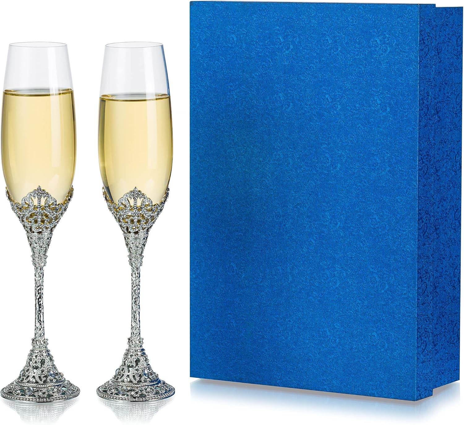 Flûtes à champagne mariage gravées avec strass – Lot de 2 Vendos85 - Mathon