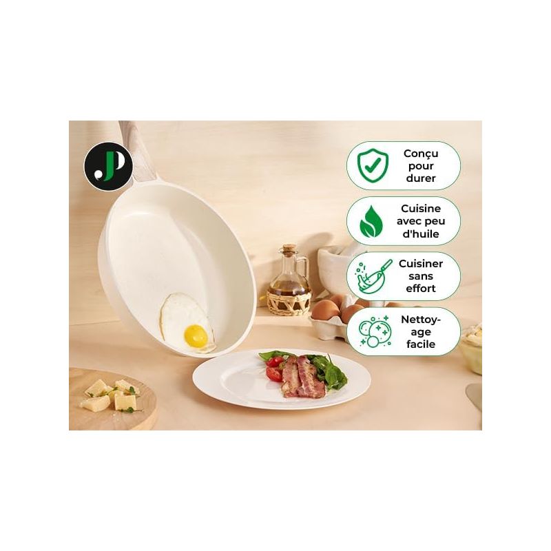 Batterie de cuisine 21 pièces Antiadhésif en Granit beige - Tous feux dont induction Just perfecto JL-721 Just Perfecto - Mathon - 2