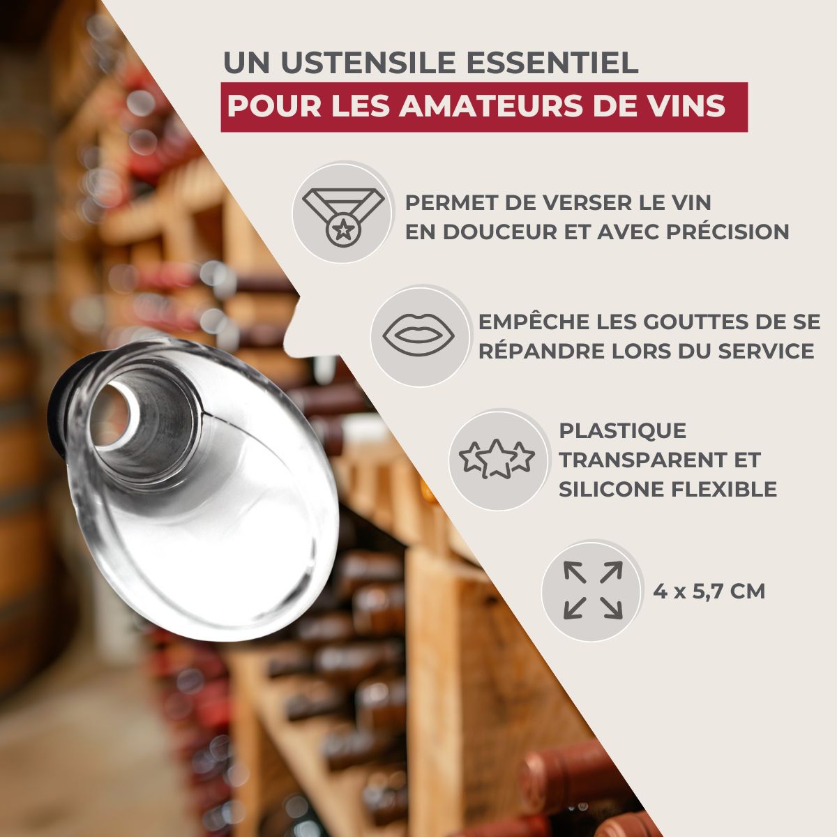 Lot de 2 becs verseurs anti-goutte pour bouteilles  Bar Concept Fackelmann - Mathon - 3