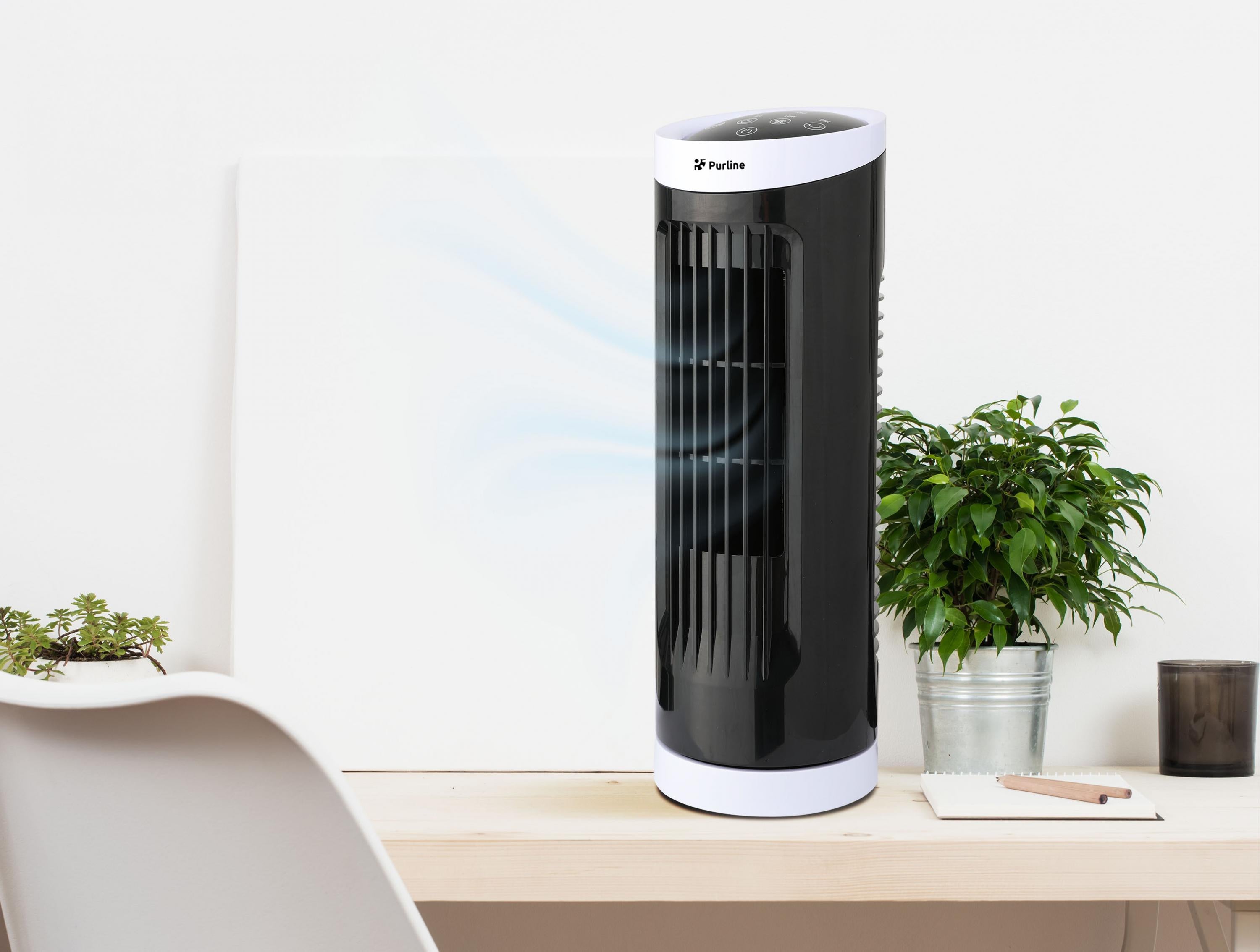 Ventilateur tour compact rotatif noir Purline - Mathon - 6