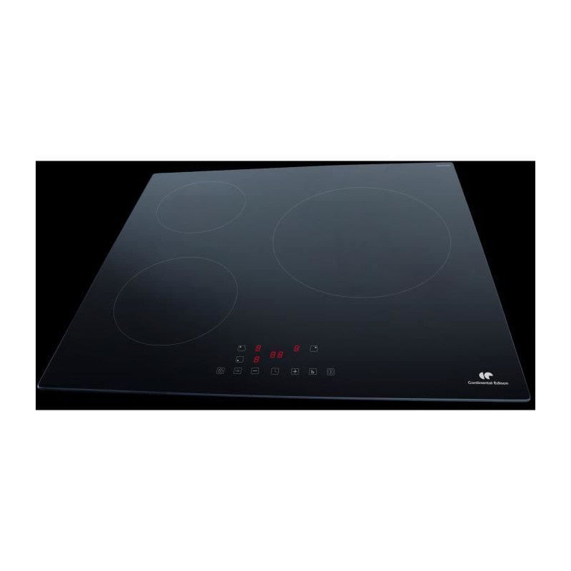 Table Induction 3 Zones, 6600w - 3 Boosters - 3 Minuteurs - Noir Continental Edison - Mathon - 3