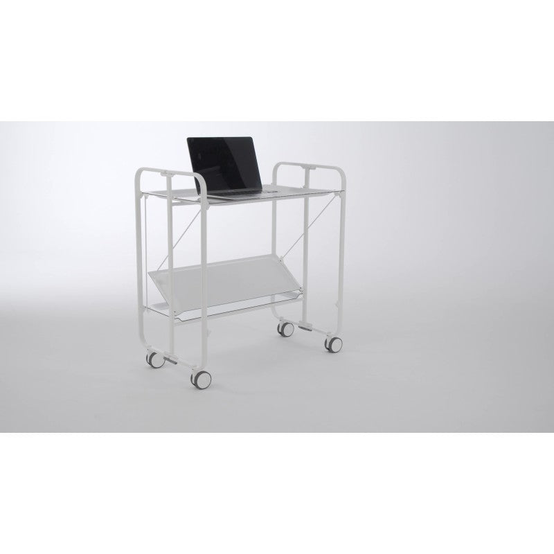Desserte pliante 2 niveaux avec roulettes – structure blanche, bauhaus Don Hierro - Mathon - 7