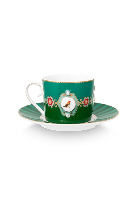 Paire tasse à thé (1 tasse + 1 sous-tasse) Love Birds Emeraude/Vert - 200ml Pip Studio - Mathon - 2