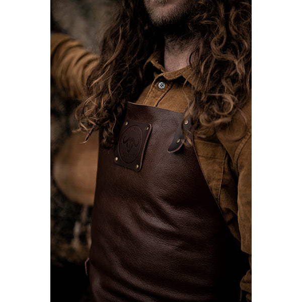 Tablier de cuisine artisanal cuir pleine fleur Buffalo Chocolat Witloft - Mathon - 5