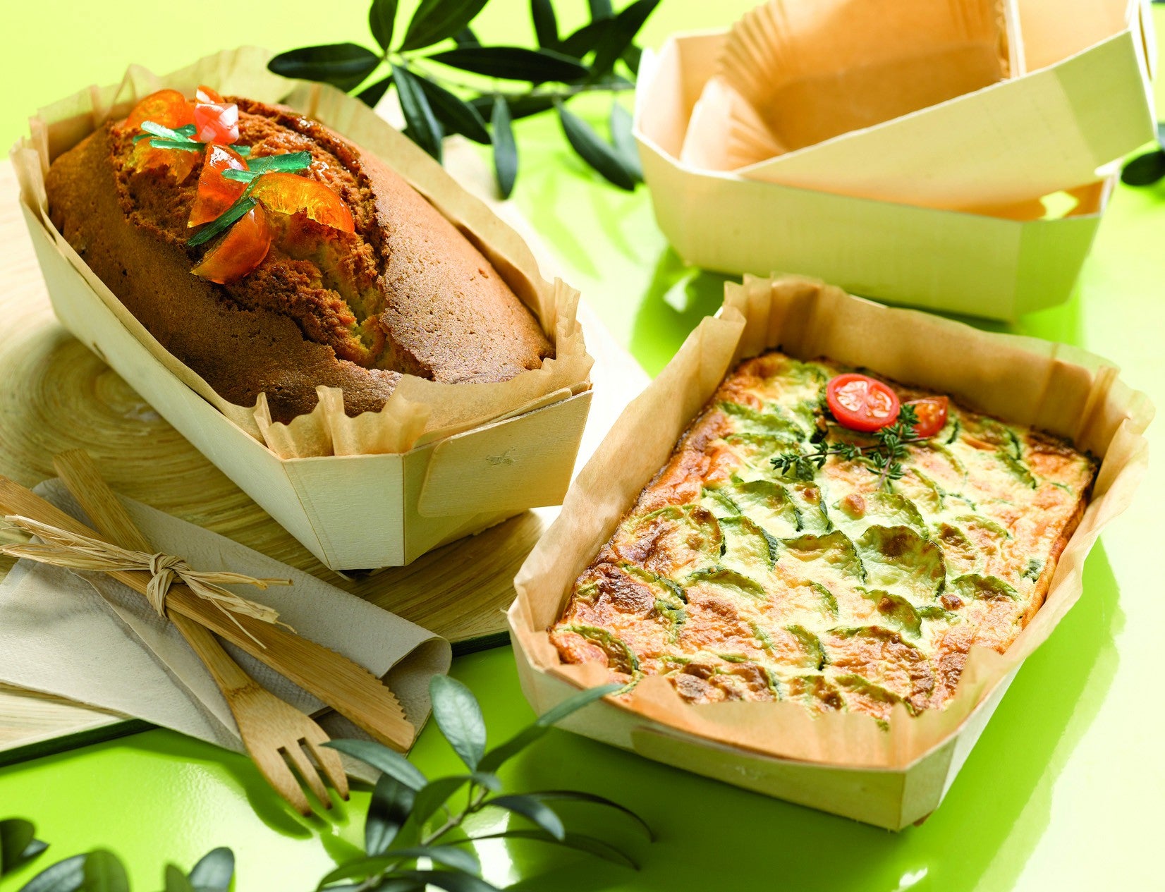 20Pcs - Moule de cuisson bois avec caissette papier  260x160x40mm 750ml FirstPack - Mathon - 3