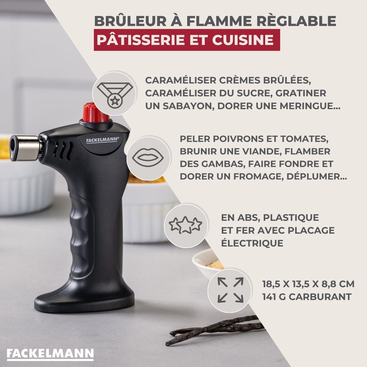 Chalumeau de cuisine à gaz Fackelmann - Mathon - 3