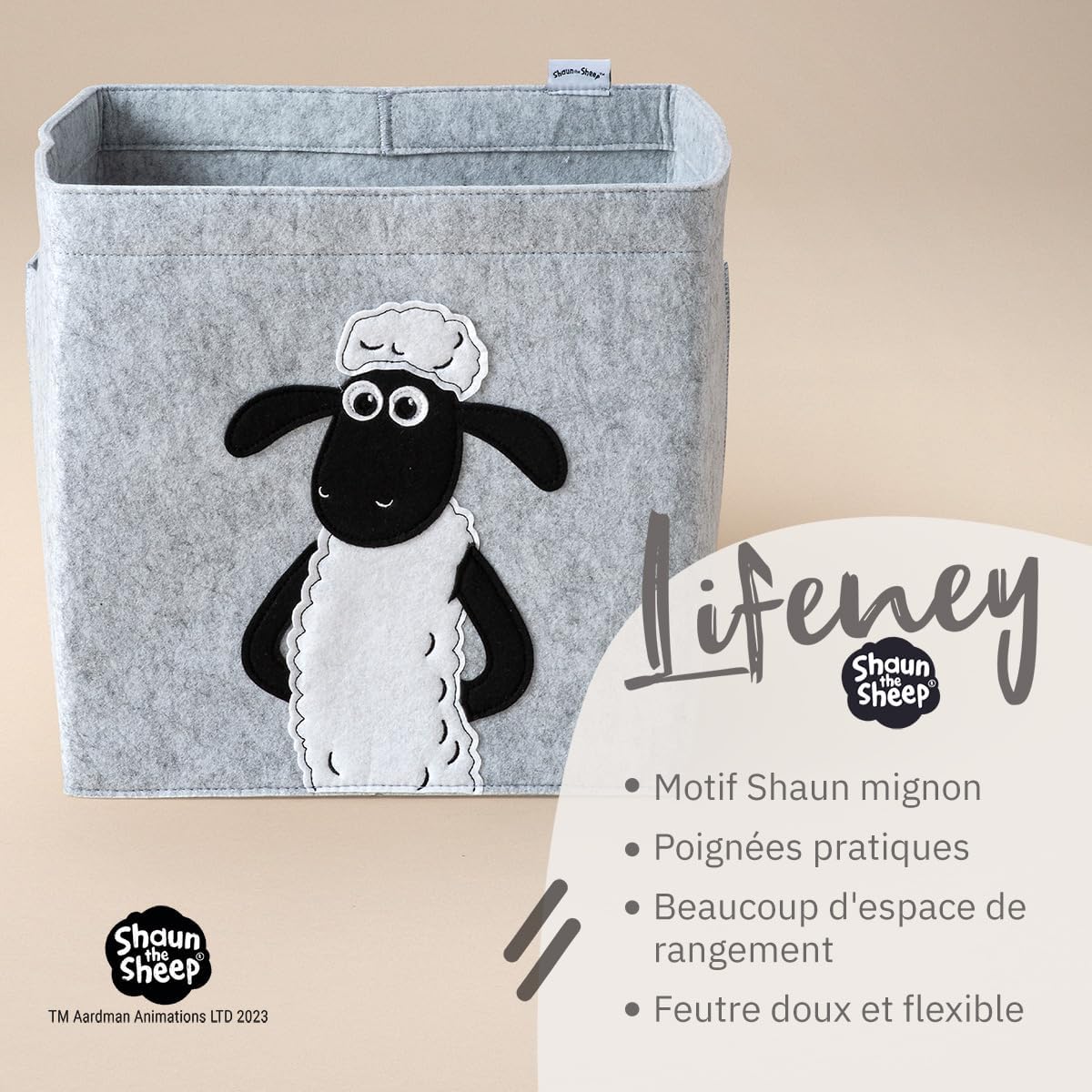 Boîte de rangement en feutre compatible Kallax Lifeney Shaun le mouton Fackelmann - Mathon - 2
