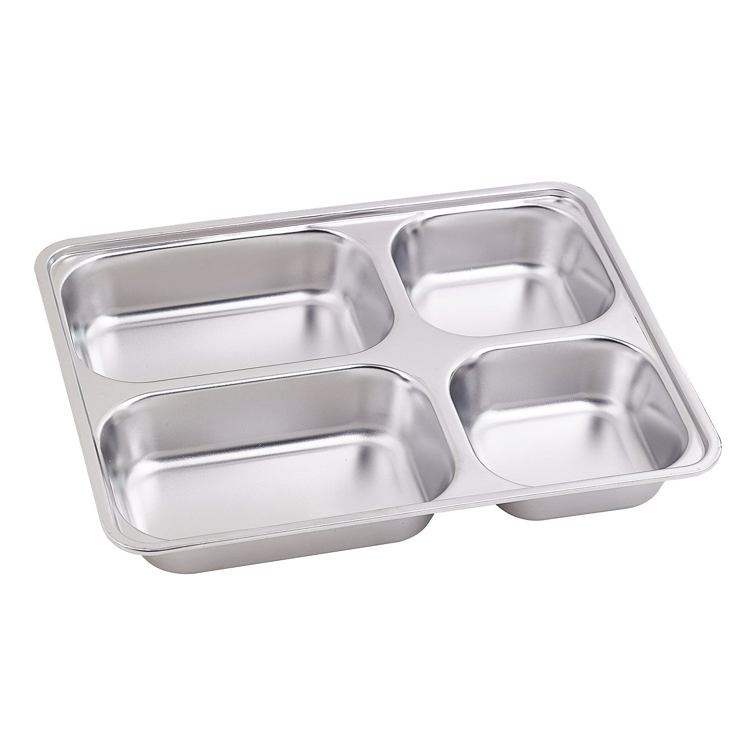 10Pcs - Plateau repas NoxTray en inox 4 compartiments avec couvercle en plastique PP  280x220x40mm FirstPack - Mathon - 1