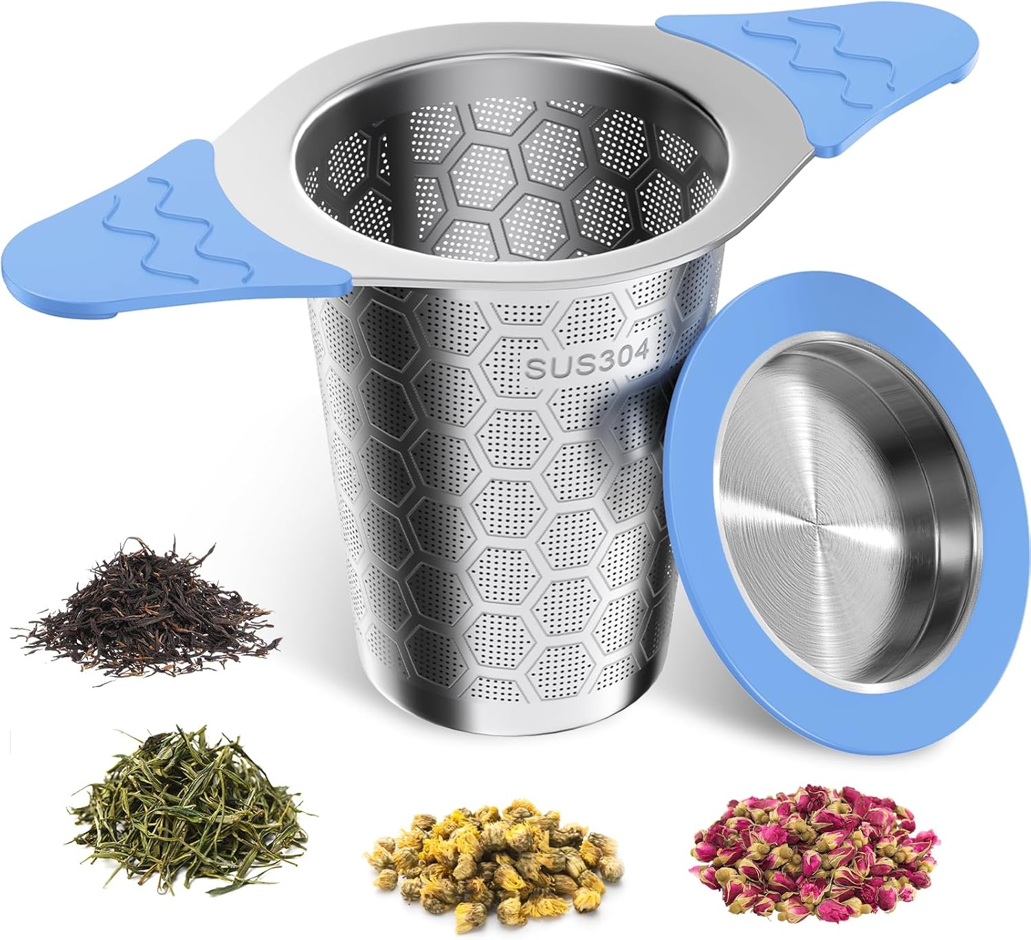 Infuseur à thé en acier inoxydable avec poignée silicone bleu Vendos85 - Mathon