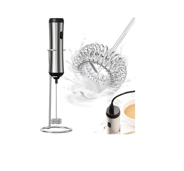 Mousseur à Lait Électrique Rechargeable en Acier Inoxydable gris noir Vendos85 - Mathon