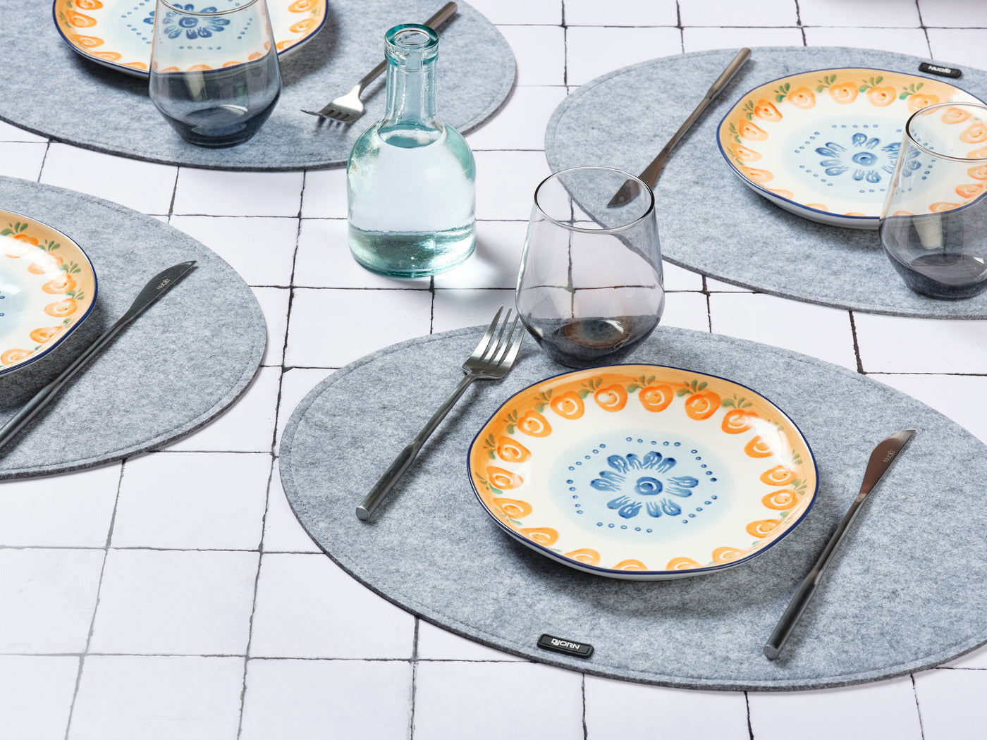 Set de table ovale - 6 pièces - Feutre recyclé gris Björn - Mathon - 2