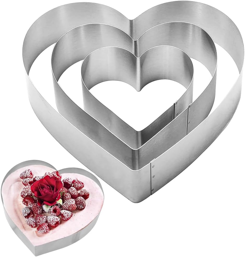Moule à Cœur 6cm, Anneau à Gâteau Haut Réglable 3 Moule à Cœur en Acier Inoxydable Vendos85 - Mathon