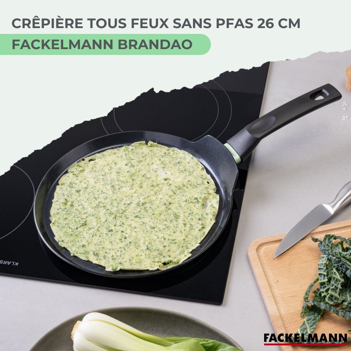 Crêpière 26 cm aluminium revêtement céramique antiadhésif sans PFAS  Brandao Fackelmann - Mathon - 2
