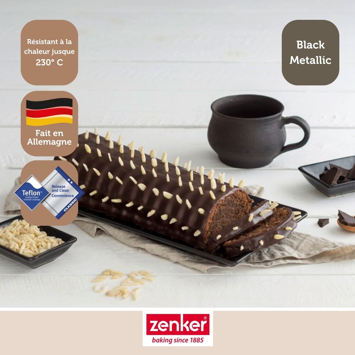 Moule à bûche de Noël 32 x 12,5 cm Zenker Black Metallic Zenker - Mathon - 5