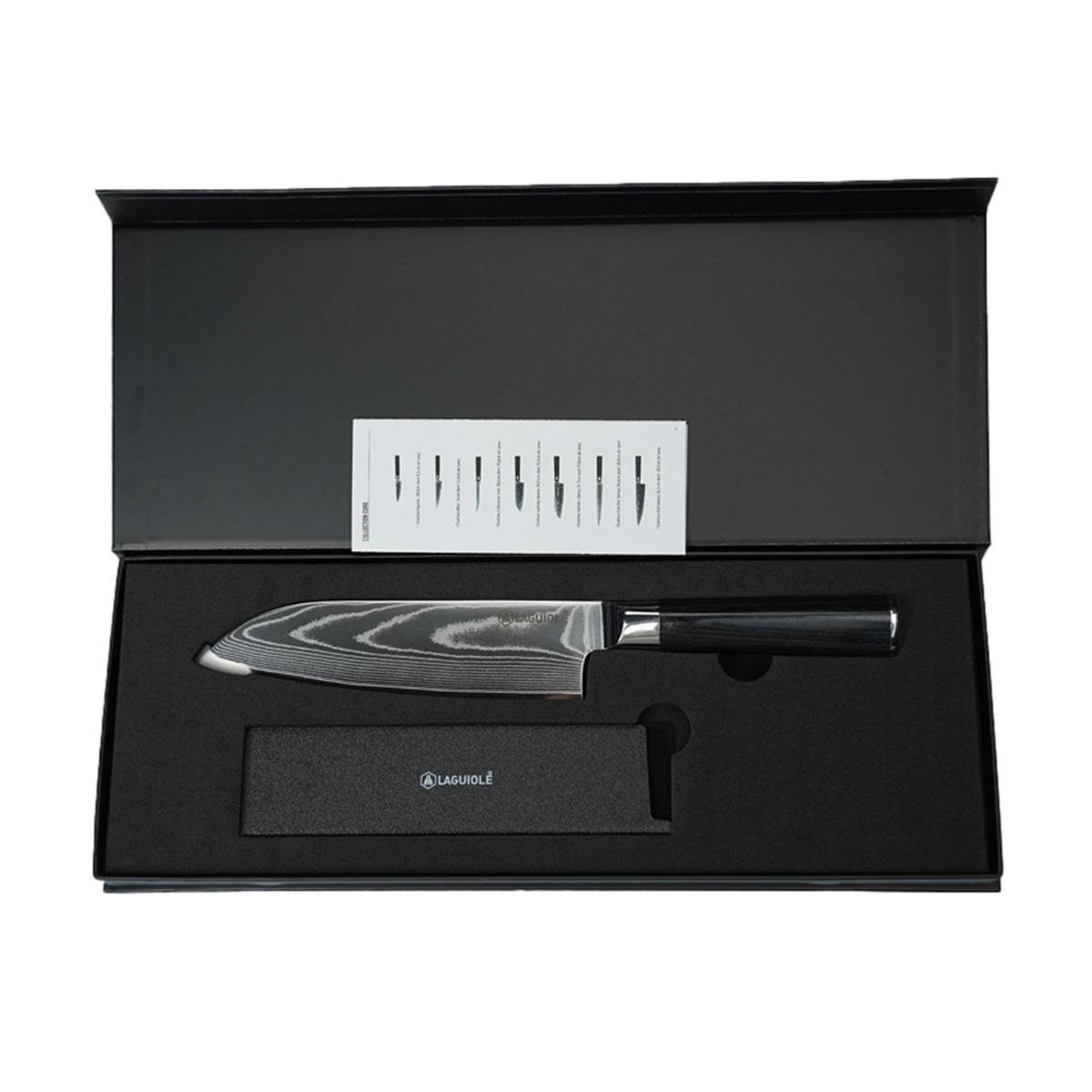 Couteau santoku noir damas 32cm avec étui - "Core" Laguiole Cuisson - Mathon - 2