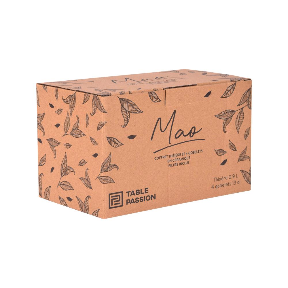 Coffret théière Mao gris 0,9L et 4 gobelets Table passion - Mathon - 2
