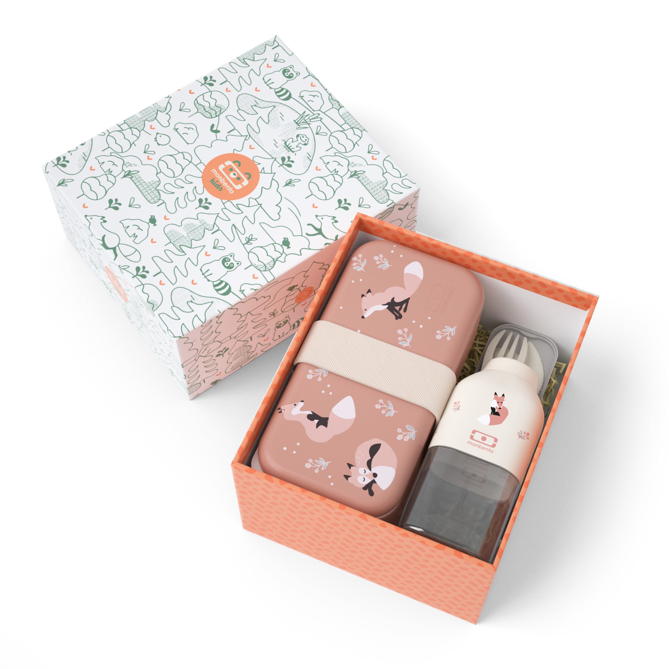 Coffret cadeau enfants lunch box Made in France Foodie cannelle Fox 500ml Monbento - Mathon - 1