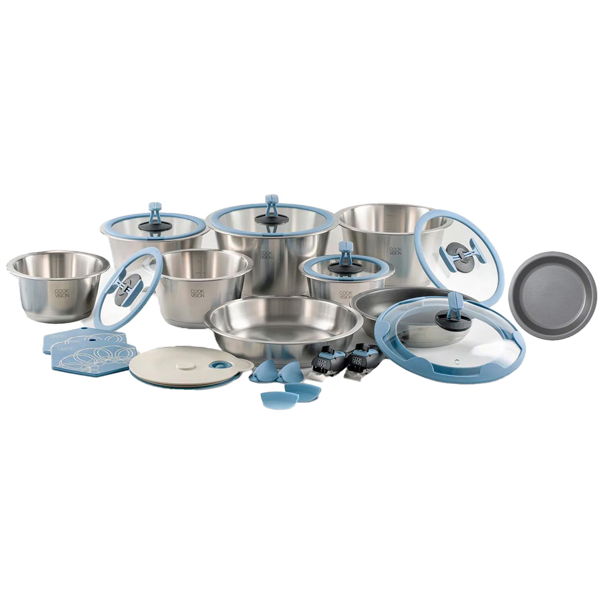 Set de 24 pièces avec couvercle bleu, pack complet Cookvision - Mathon - 1