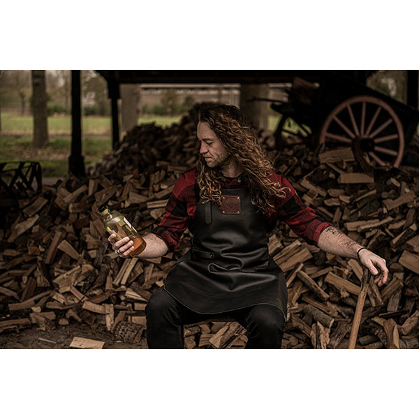 Tablier de cuisine artisanal cuir Buffalo noir Witloft - Mathon - 6