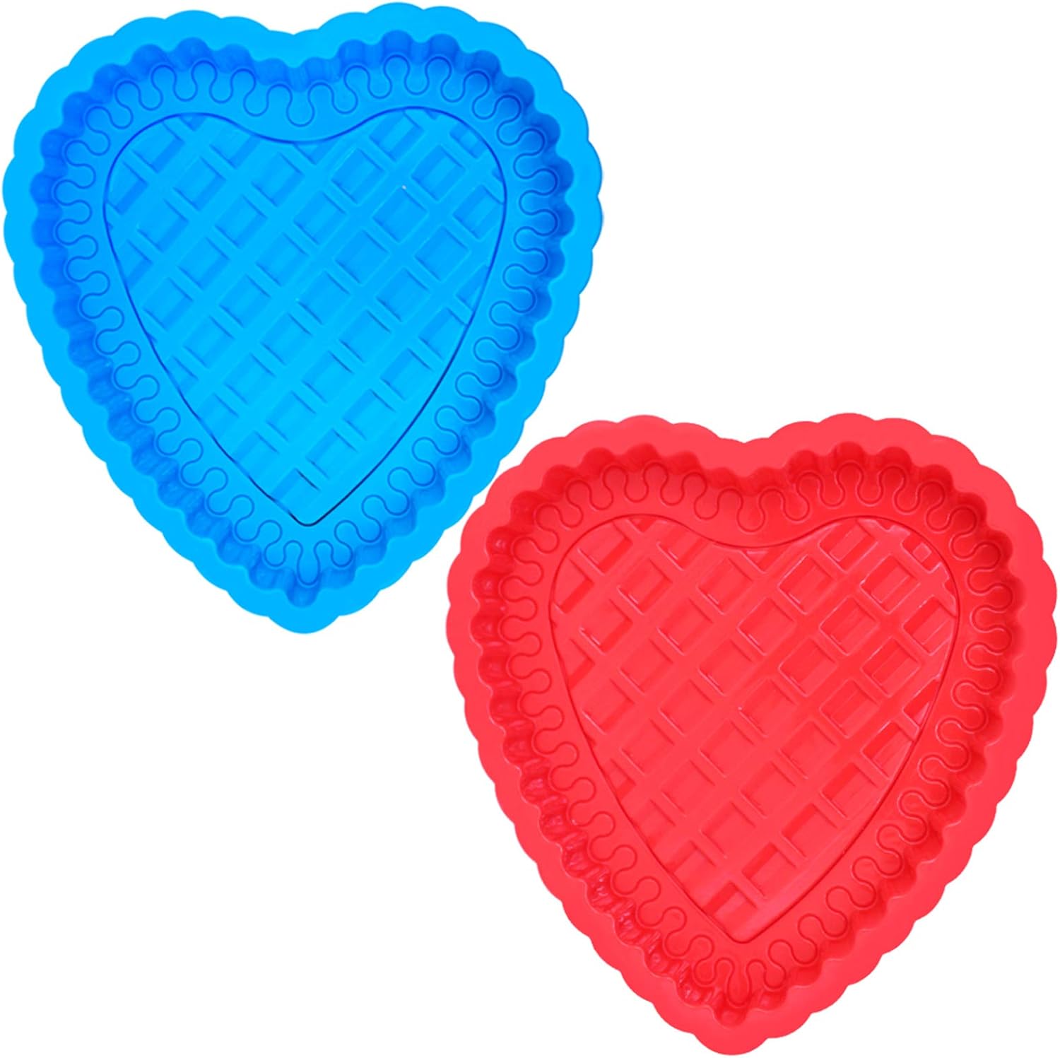 Lot de 2 moules à gâteau en silicone en forme de cœur de 25,4 cm pour anniversaire de mariage, tarte, pain, brownie, cheesecake, tarte, flan, pain, rouge, bleu Vendos85 - Mathon