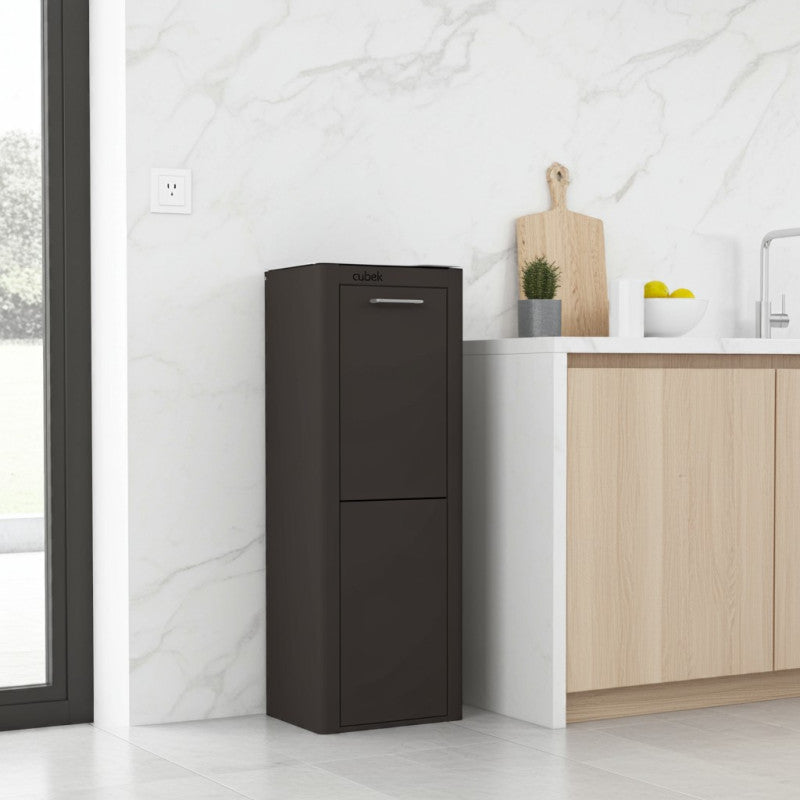 Poubelle cuisine de tri sélectif CUBEK, 2 compartiments de 20 litres, Noir Don Hierro - Mathon - 6