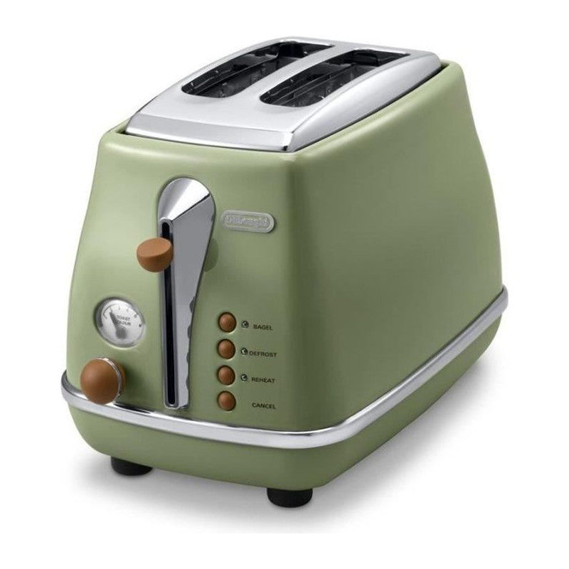 Grille Pain -   - Icona Vintage - 2 Tranches - 6 Positions - Vert Olive/chocolat Delonghi - Mathon - 1