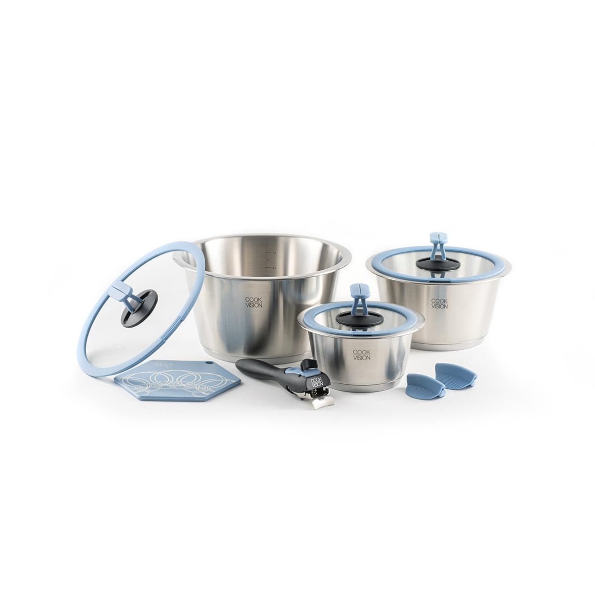 Set de 10 pièces avec couvercle bleu Cookvision - Mathon - 1