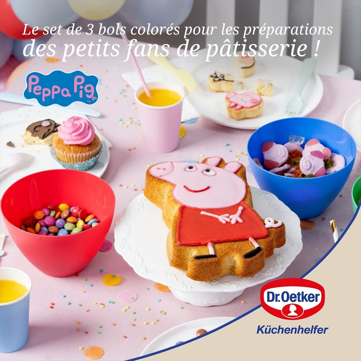 Set de 3 bols pour cuisiner avec les enfants Dr. Oetker Peppa Pig Dr. Oetker - Mathon - 2