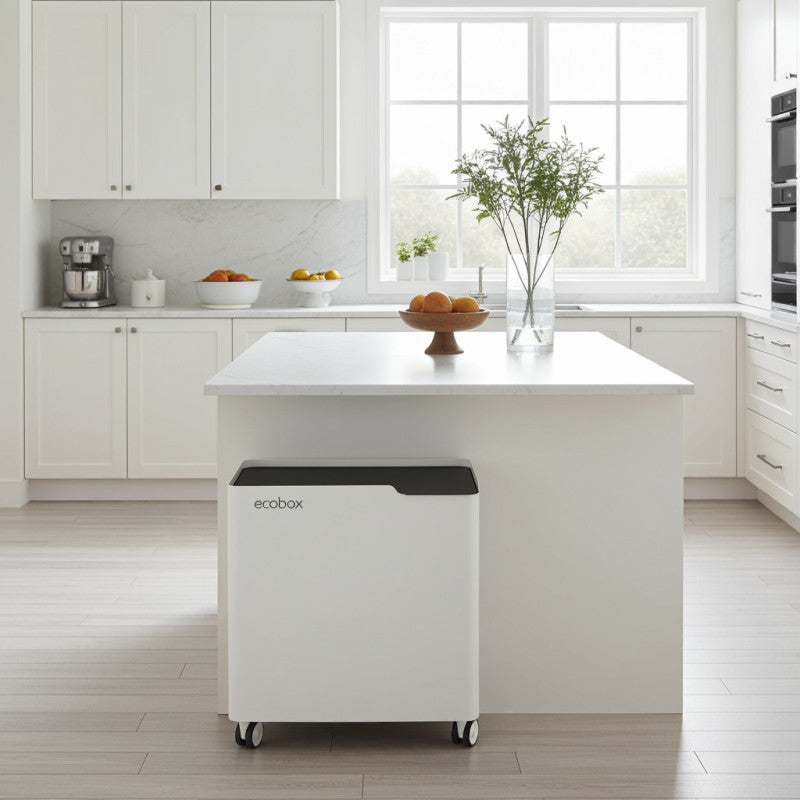 Poubelle design tri sélectif, fermeture douce, 60 litres, ECOBOX, Blanc-Noir Don Hierro - Mathon - 2