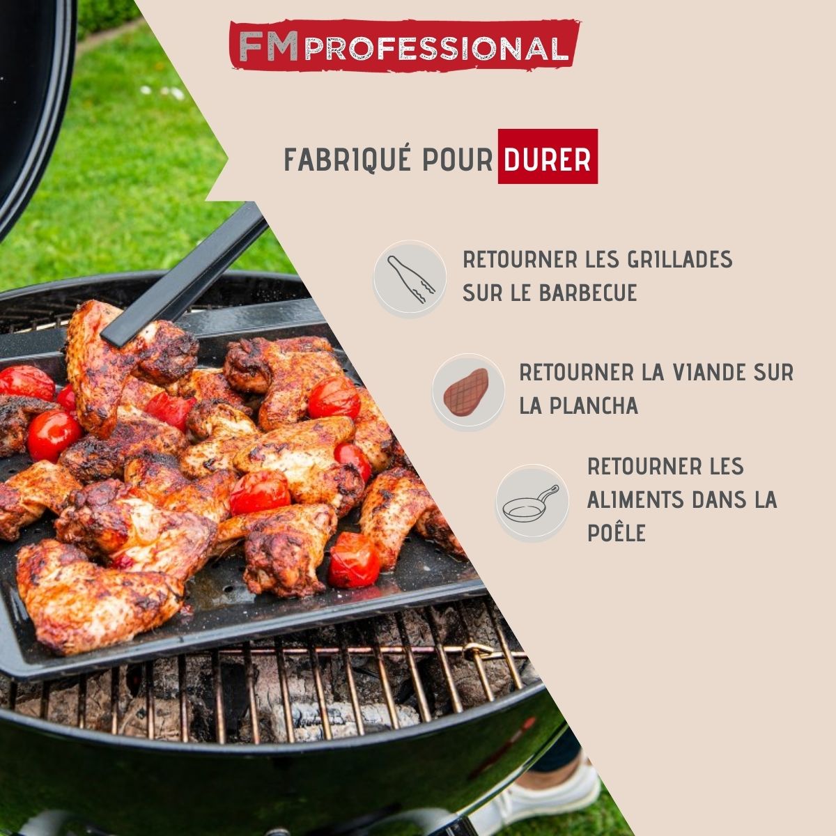 Pince à barbecue silicone 29 cm  Barbecue FM Professional - Mathon - 2