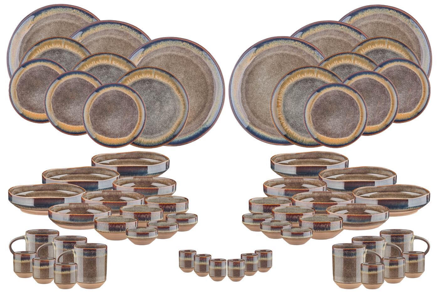 Lot de 60 set complet en grès marron D Björn - Mathon - 1